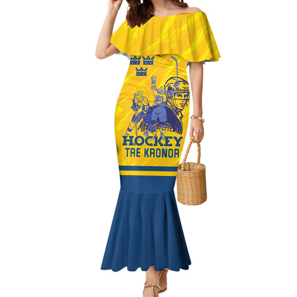 Custom Sweden Hockey Mermaid Dress Tre Kronor Go Champions