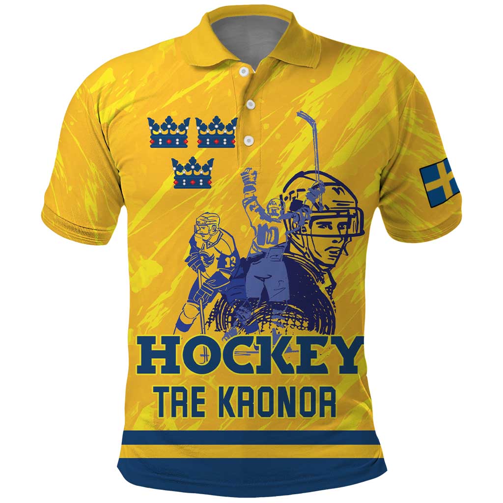 Custom Sweden Hockey Polo Shirt Tre Kronor Go Champions