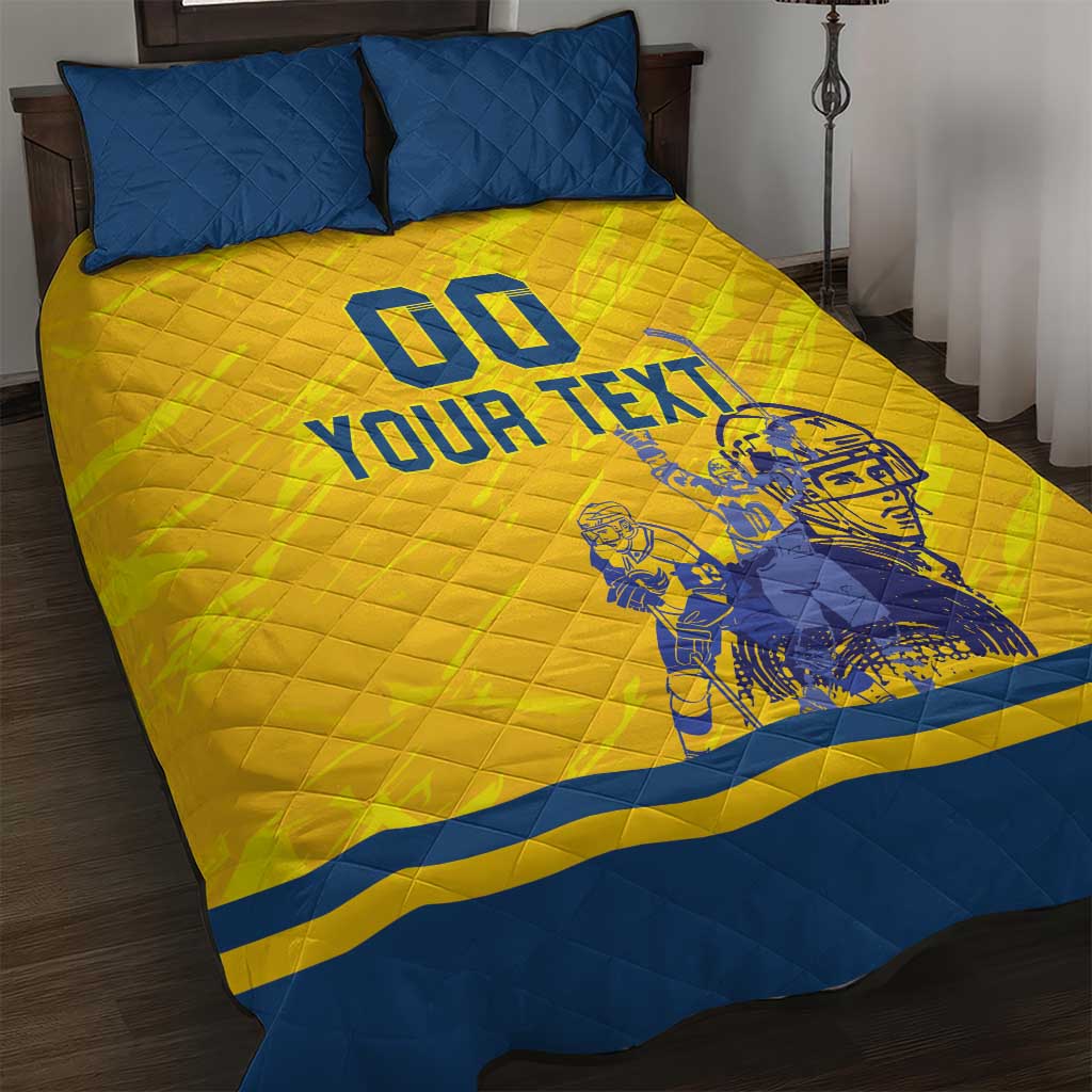 Custom Sweden Hockey Quilt Bed Set Tre Kronor Go Champions