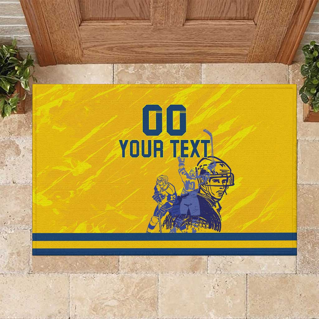 Custom Sweden Hockey Rubber Doormat Tre Kronor Go Champions