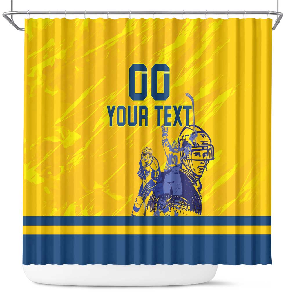 Custom Sweden Hockey Shower Curtain Tre Kronor Go Champions