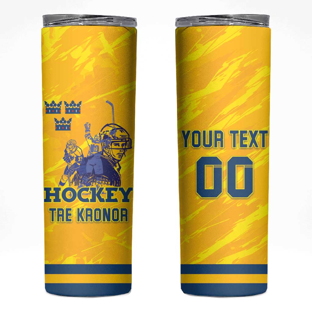 Custom Sweden Hockey Skinny Tumbler Tre Kronor Go Champions