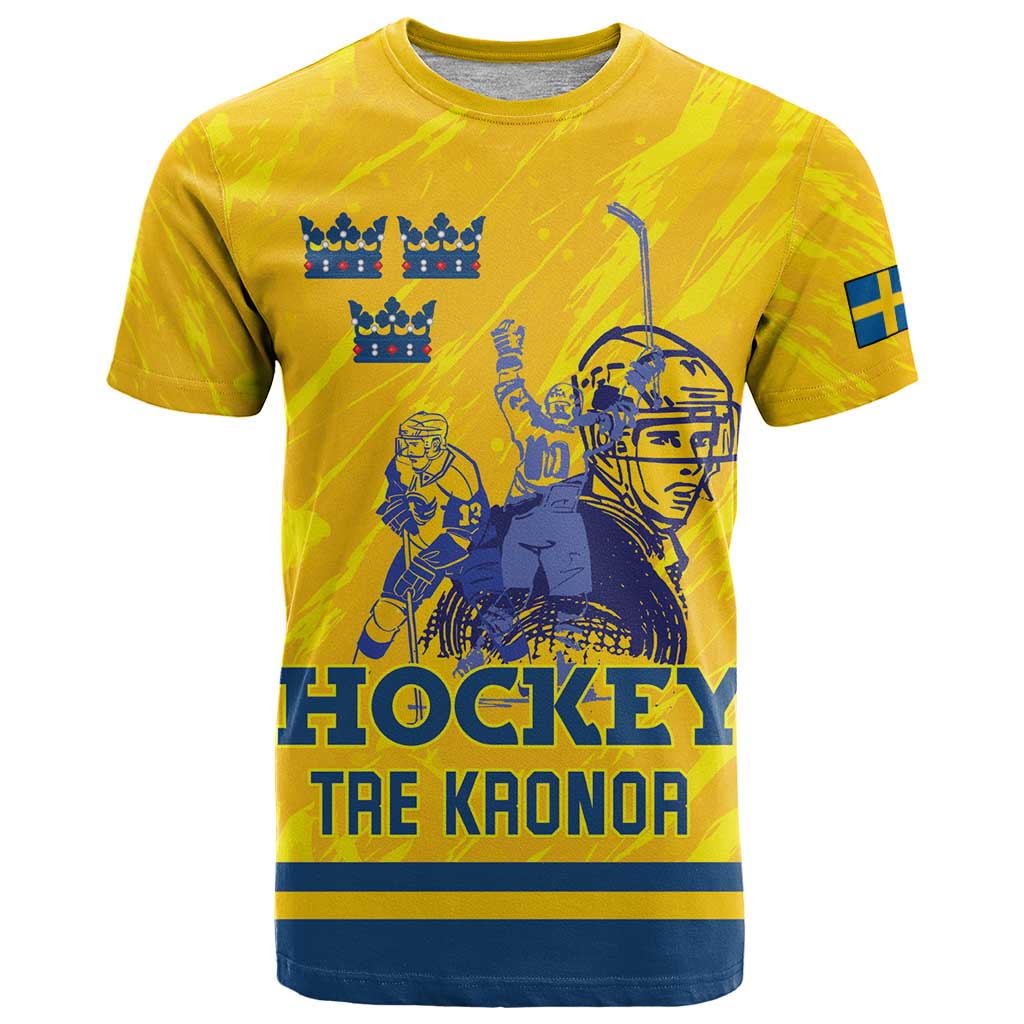 Custom Sweden Hockey T Shirt Tre Kronor Go Champions