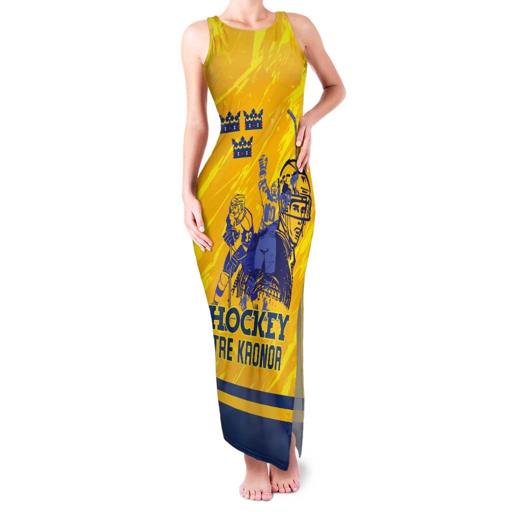 Custom Sweden Hockey Tank Maxi Dress Tre Kronor Go Champions