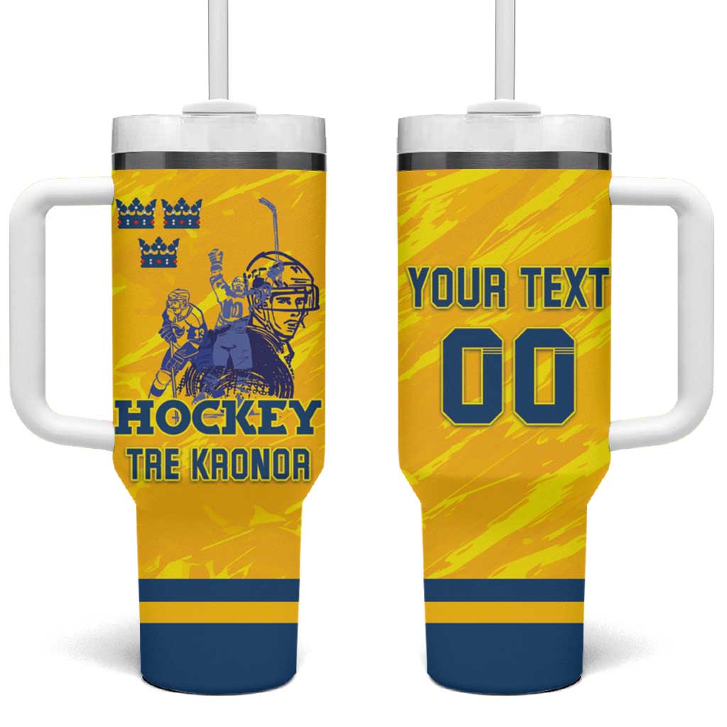 Custom Sweden Hockey Tumbler With Handle Tre Kronor Go Champions