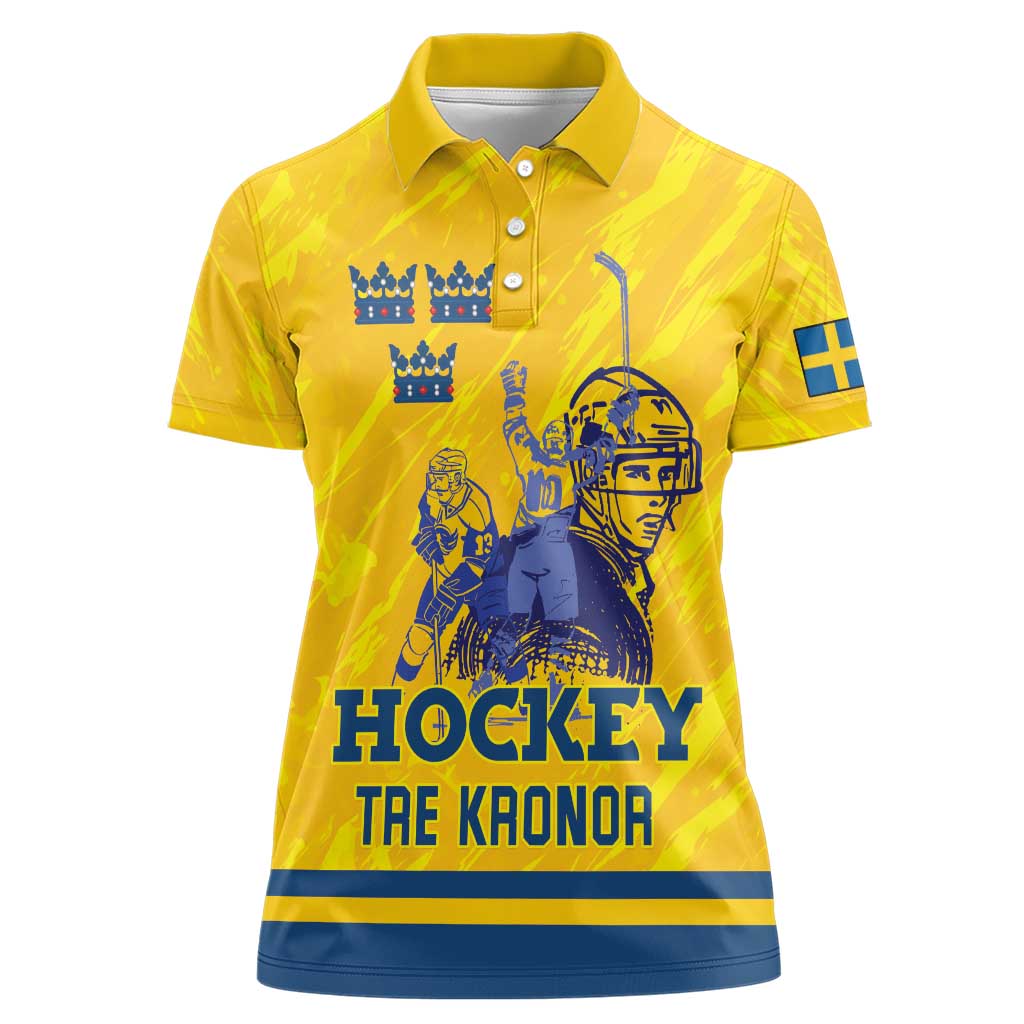 Custom Sweden Hockey Women Polo Shirt Tre Kronor Go Champions