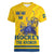 Custom Sweden Hockey Women V-Neck T-Shirt Tre Kronor Go Champions