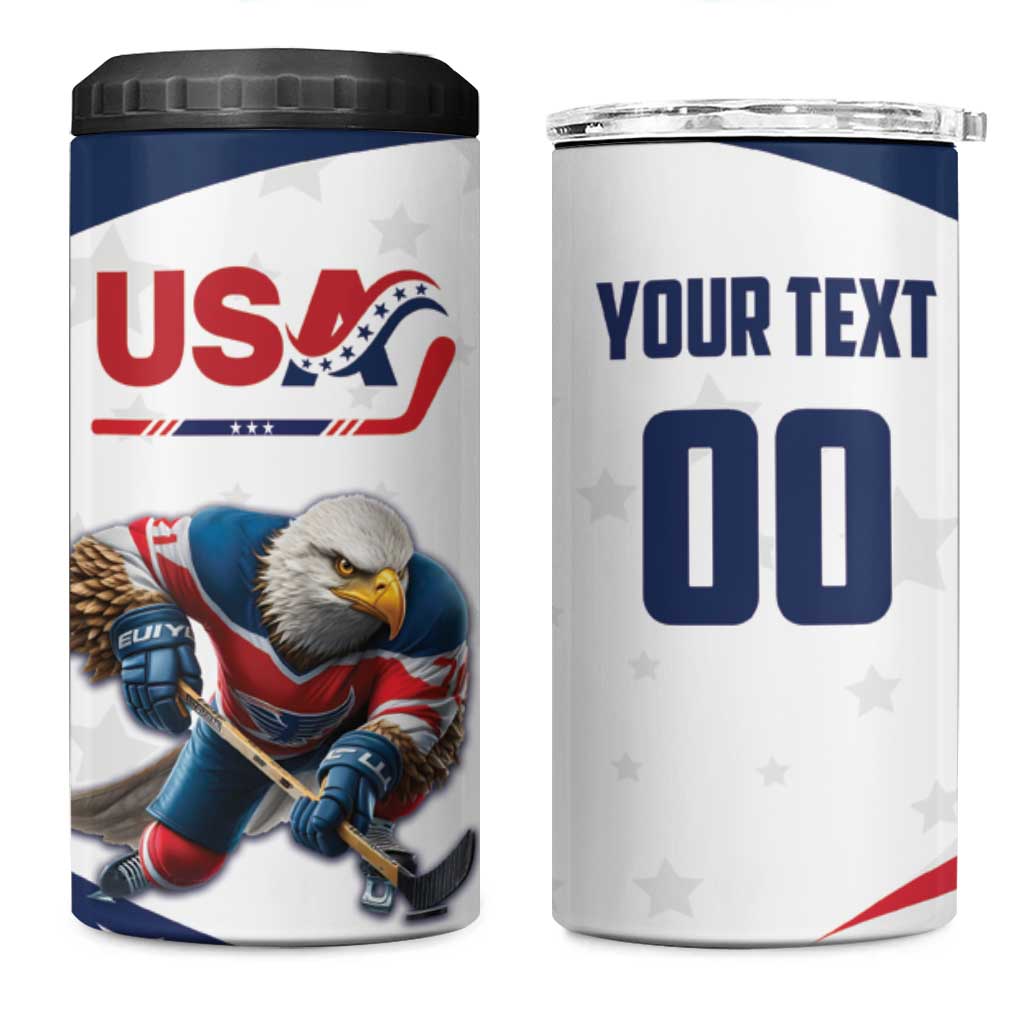 Custom USA Hockey 4 in 1 Can Cooler Tumbler Team USA Eagle Mascot