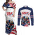 Custom USA Hockey Couples Matching Off Shoulder Maxi Dress and Long Sleeve Button Shirt Team USA Eagle Mascot