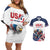 Custom USA Hockey Couples Matching Off Shoulder Short Dress and Hawaiian Shirt Team USA Eagle Mascot