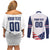 Custom USA Hockey Couples Matching Off Shoulder Short Dress and Long Sleeve Button Shirt Team USA Eagle Mascot