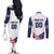 Custom USA Hockey Couples Matching Off The Shoulder Long Sleeve Dress and Long Sleeve Button Shirt Team USA Eagle Mascot