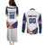 Custom USA Hockey Couples Matching Puletasi and Long Sleeve Button Shirt Team USA Eagle Mascot