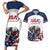 Custom USA Hockey Couples Matching Short Sleeve Bodycon Dress and Hawaiian Shirt Team USA Eagle Mascot