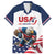 Custom USA Hockey Family Matching Off The Shoulder Long Sleeve Dress and Hawaiian Shirt Team USA Eagle Mascot