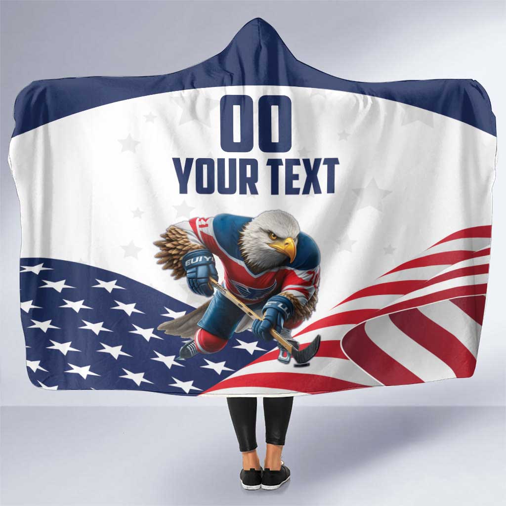 Custom USA Hockey Hooded Blanket Team USA Eagle Mascot