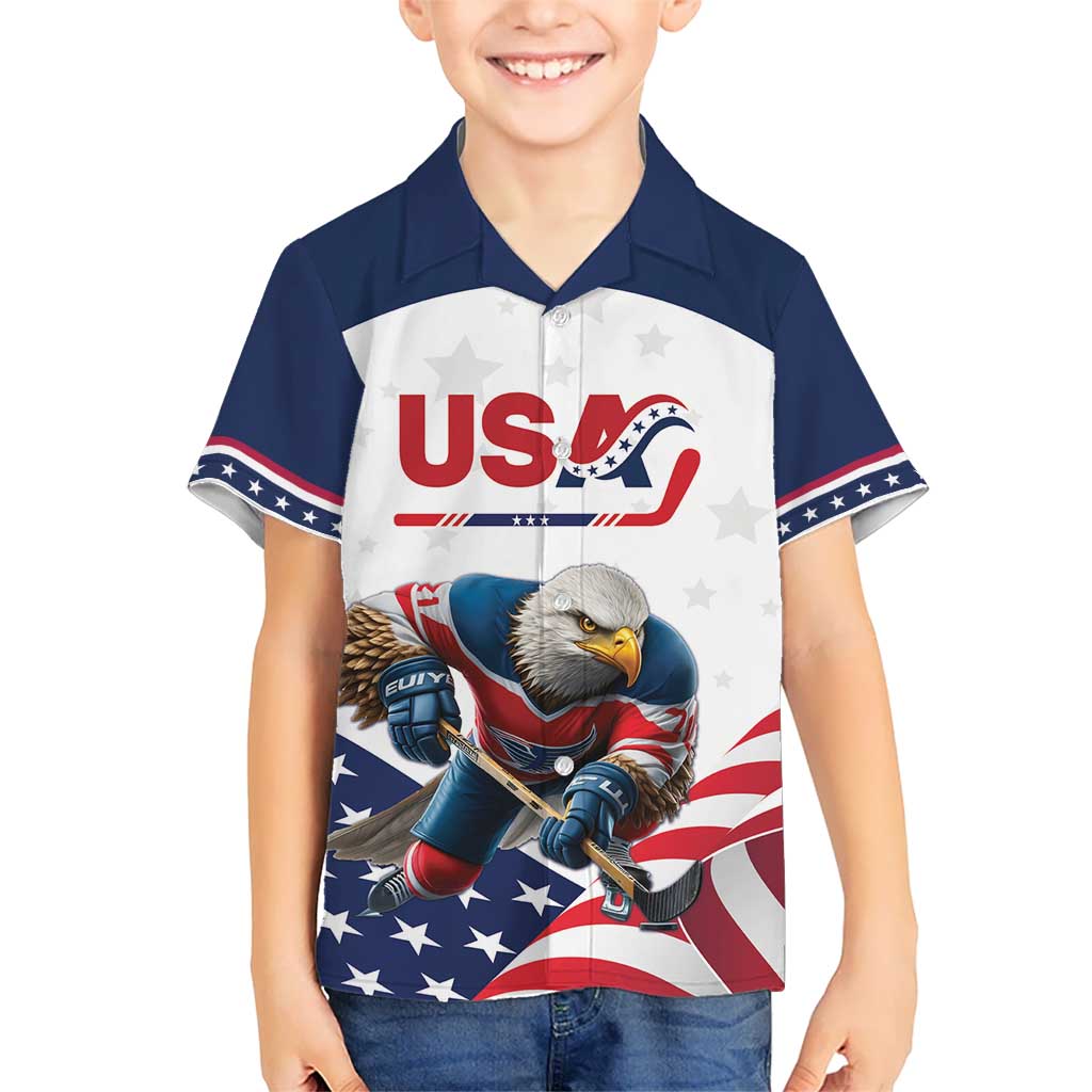 Custom USA Hockey Kid Hawaiian Shirt Team USA Eagle Mascot