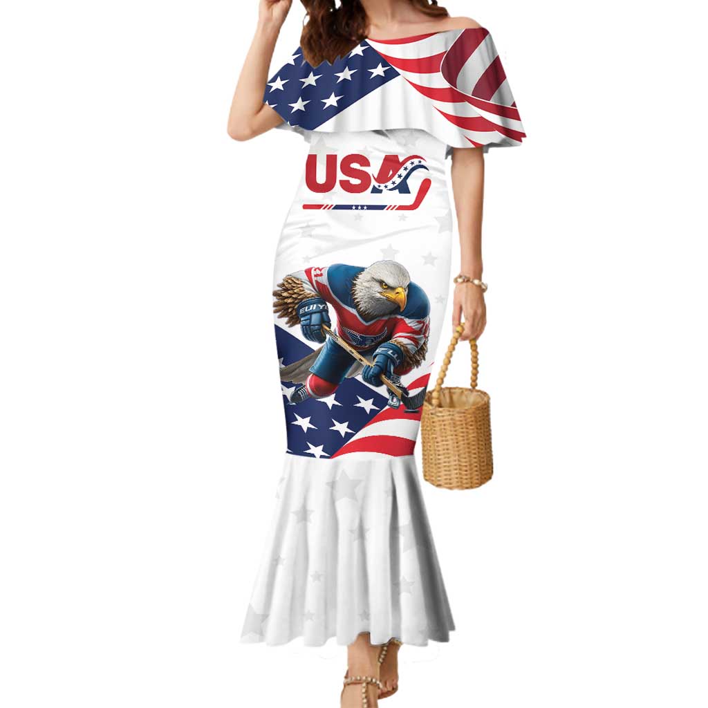 Custom USA Hockey Mermaid Dress Team USA Eagle Mascot