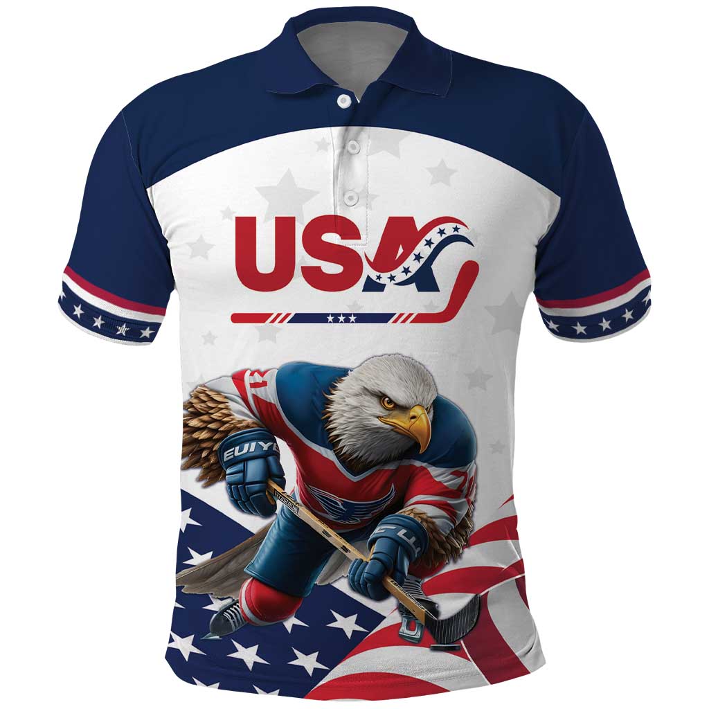 Custom USA Hockey Polo Shirt Team USA Eagle Mascot