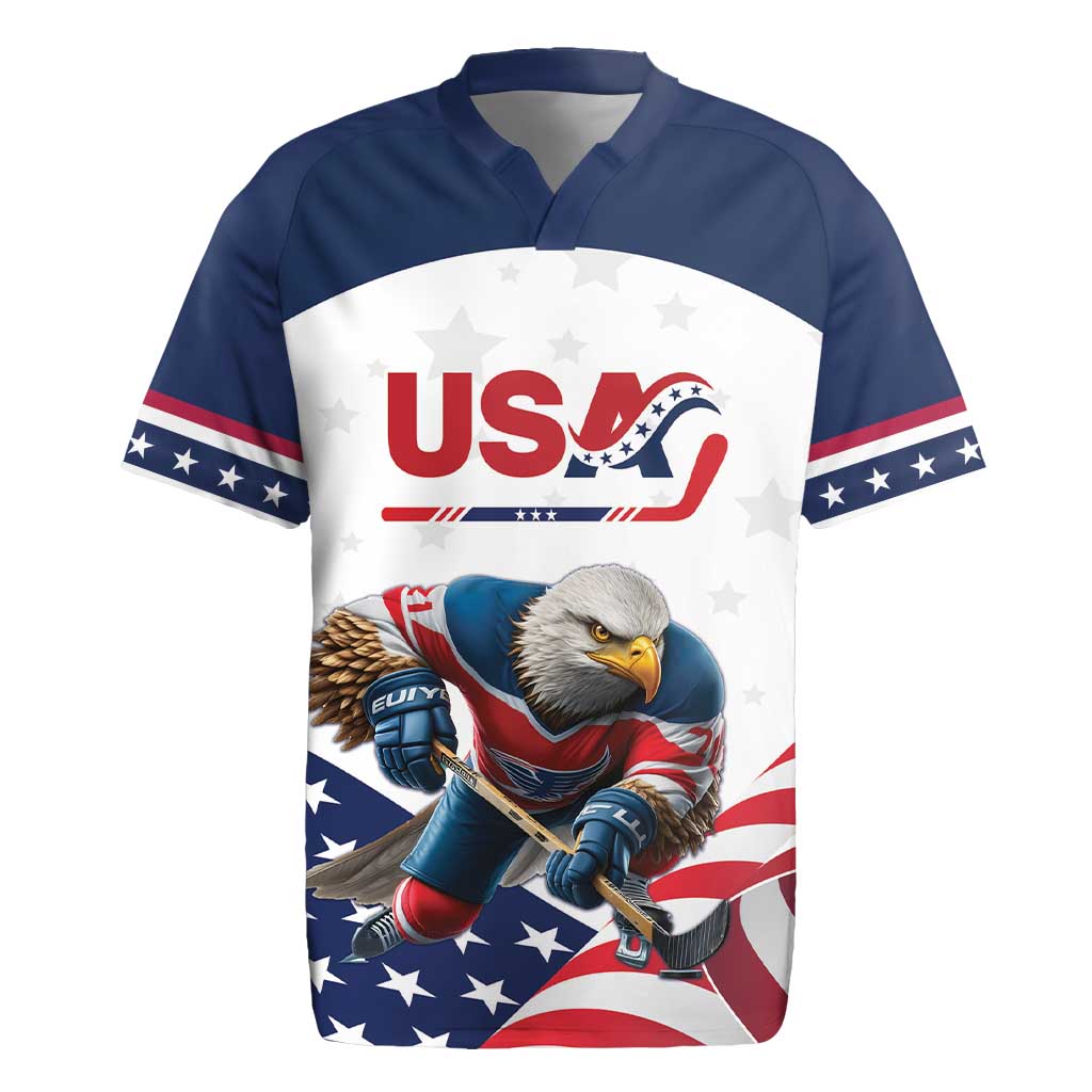 Custom USA Hockey Rugby Jersey Team USA Eagle Mascot