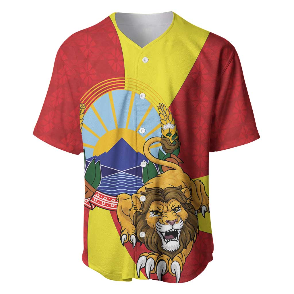 Personalized North Macedonia Baseball Jersey Lion With National emblem