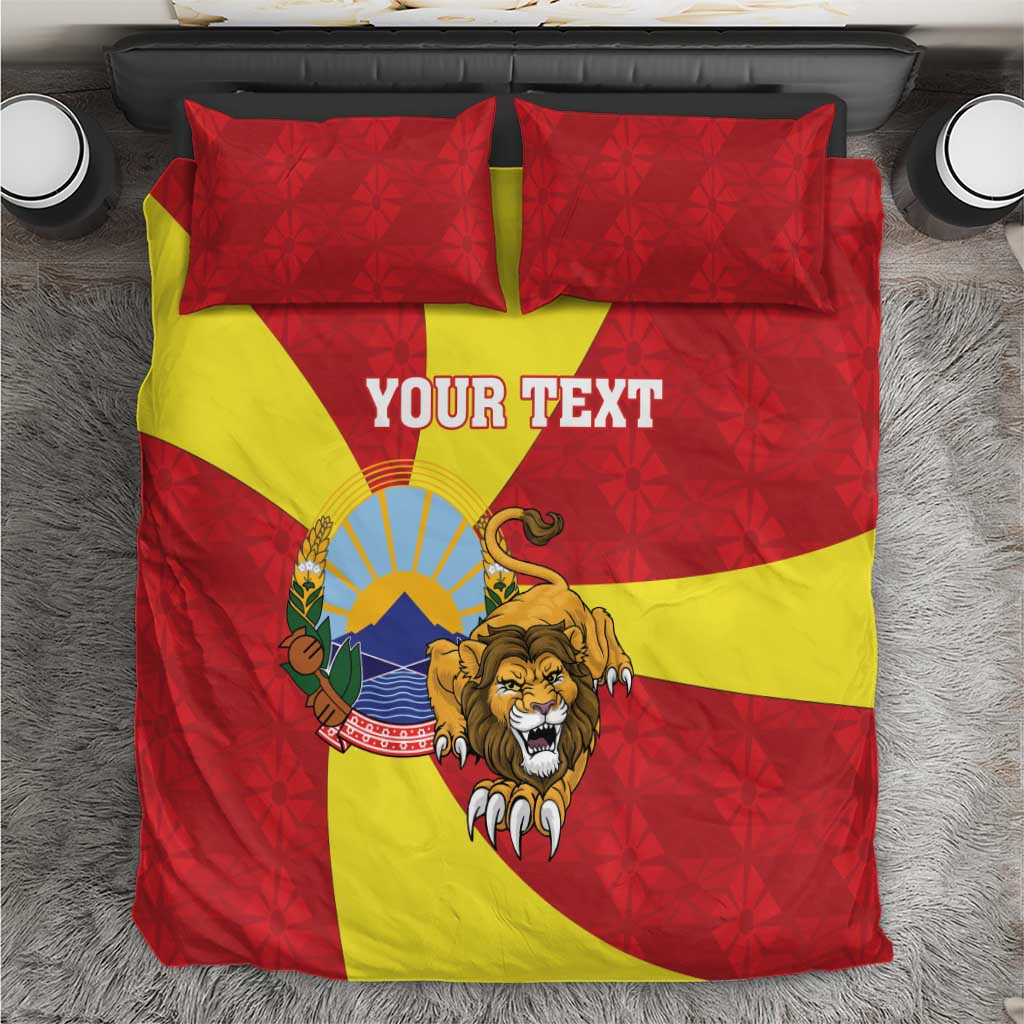 Personalized North Macedonia Bedding Set Lion With National emblem