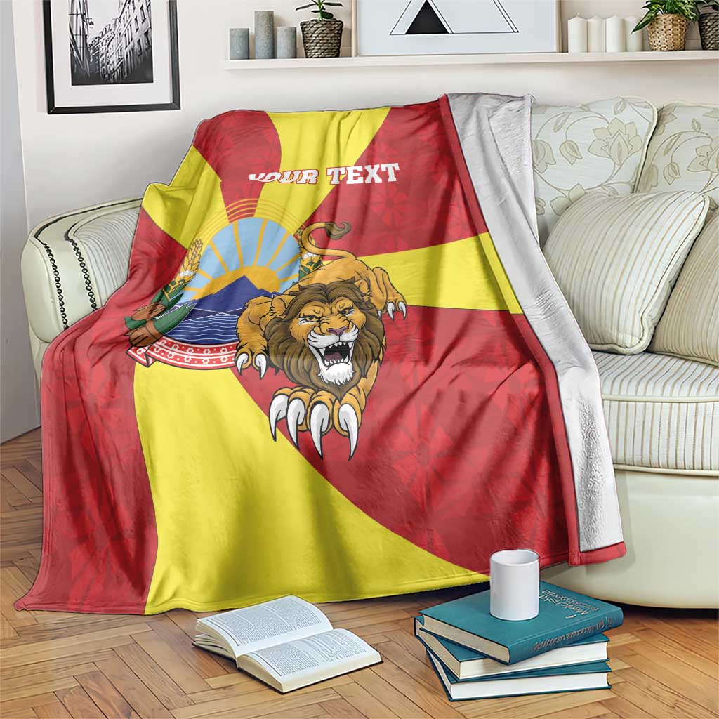 Personalized North Macedonia Blanket Lion With National emblem