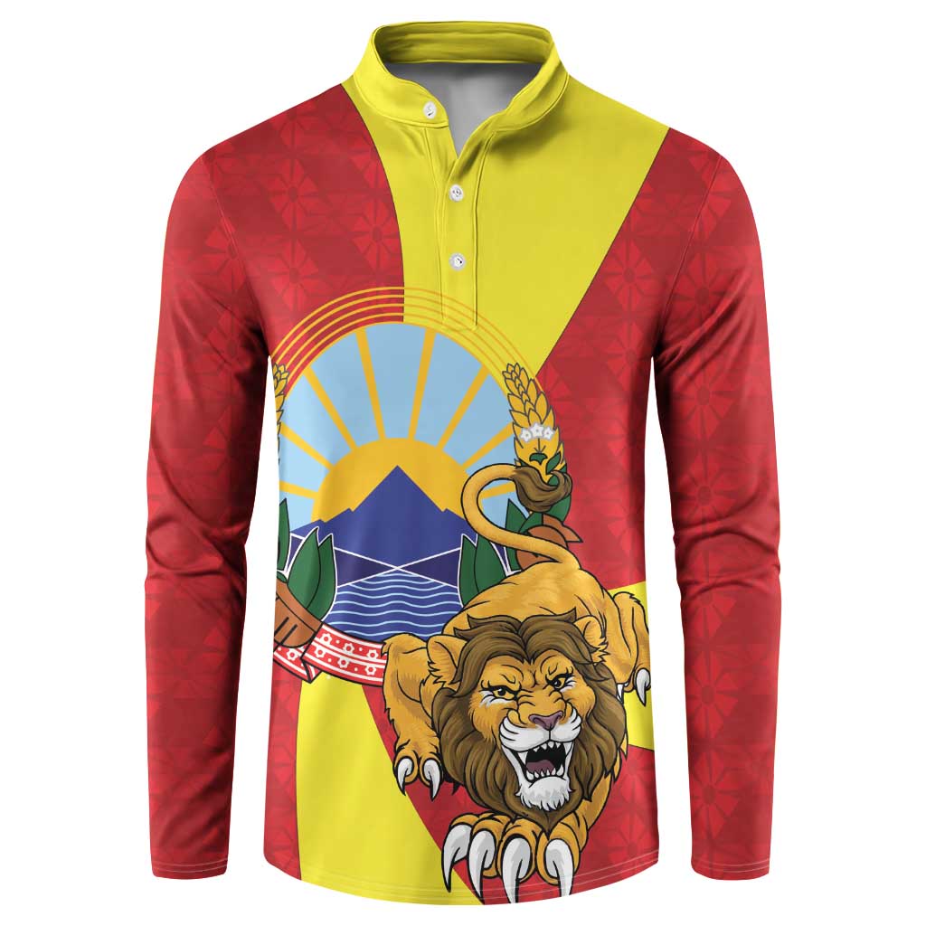 Personalized North Macedonia Button Sweatshirt Lion With National emblem