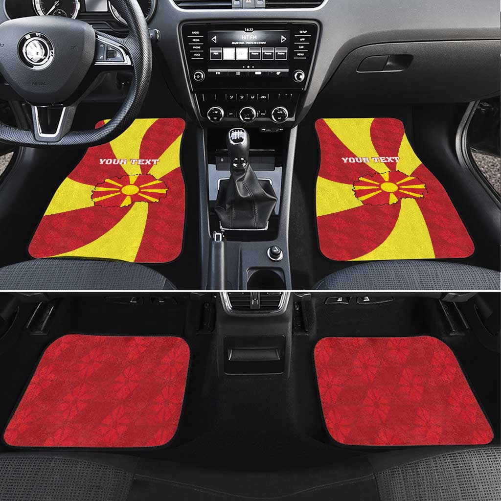 Personalized North Macedonia Car Mats Lion With National emblem