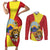 Personalized North Macedonia Couples Matching Short Sleeve Bodycon Dress and Long Sleeve Button Shirt Lion With National emblem