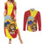 Personalized North Macedonia Couples Matching Summer Maxi Dress and Long Sleeve Button Shirt Lion With National emblem