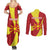 Personalized North Macedonia Couples Matching Summer Maxi Dress and Long Sleeve Button Shirt Lion With National emblem