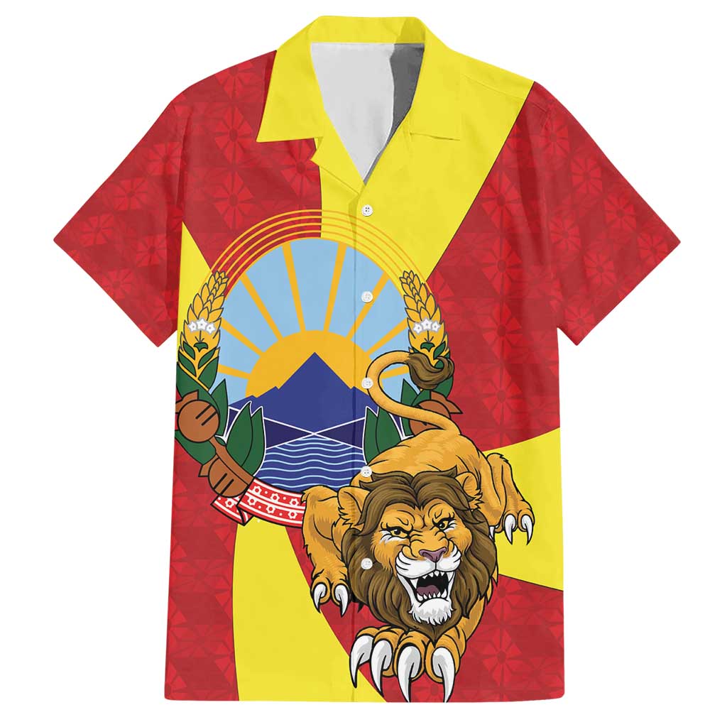 Personalized North Macedonia Hawaiian Shirt Lion With National emblem