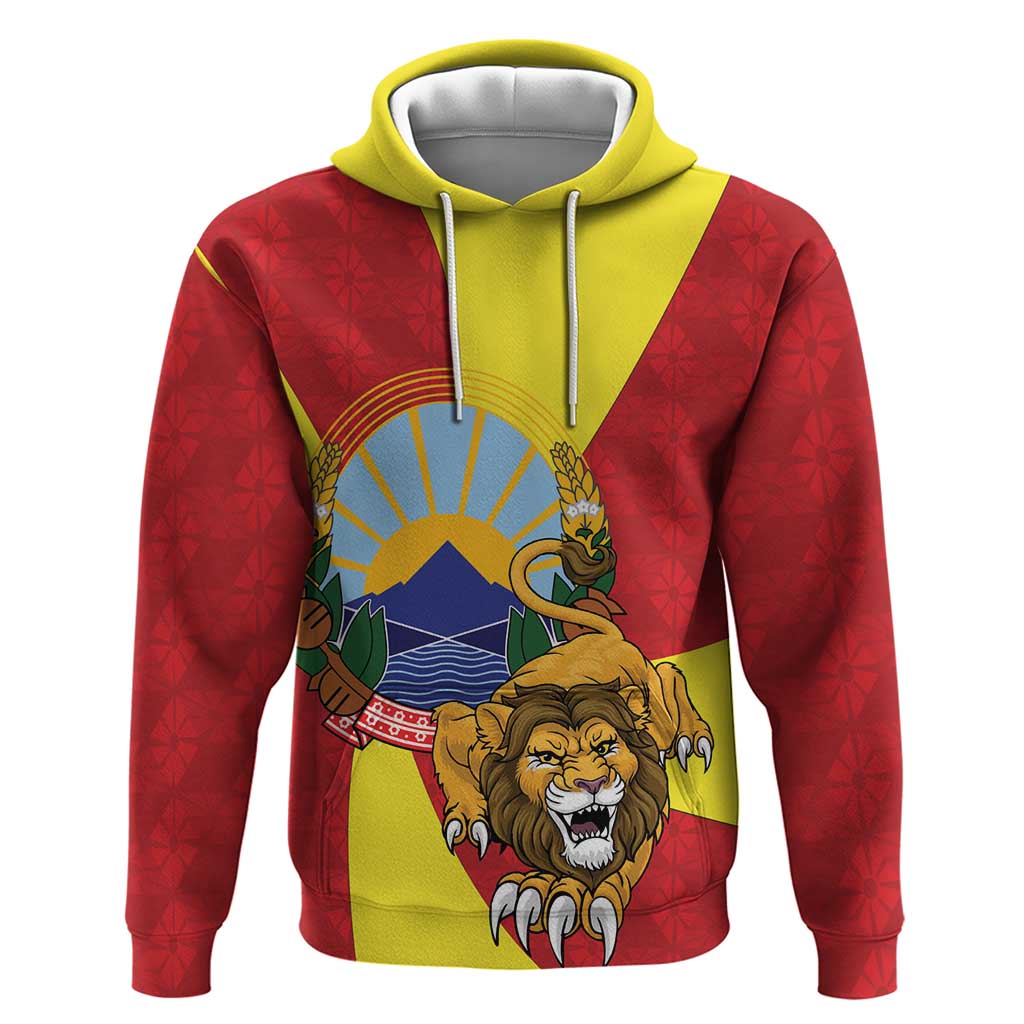 Personalized North Macedonia Hoodie Lion With National emblem