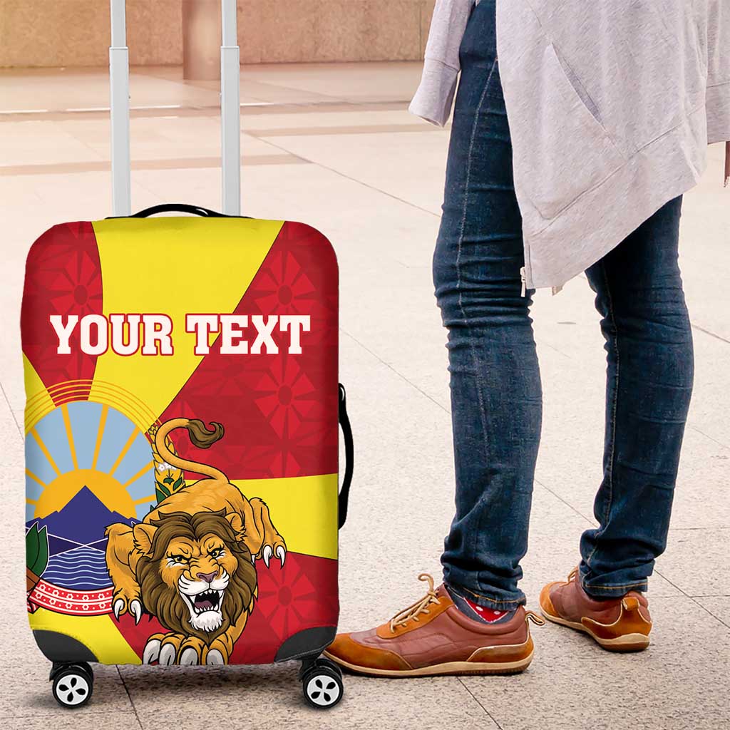 Personalized North Macedonia Luggage Cover Lion With National emblem