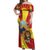 Personalized North Macedonia Off Shoulder Maxi Dress Lion With National emblem