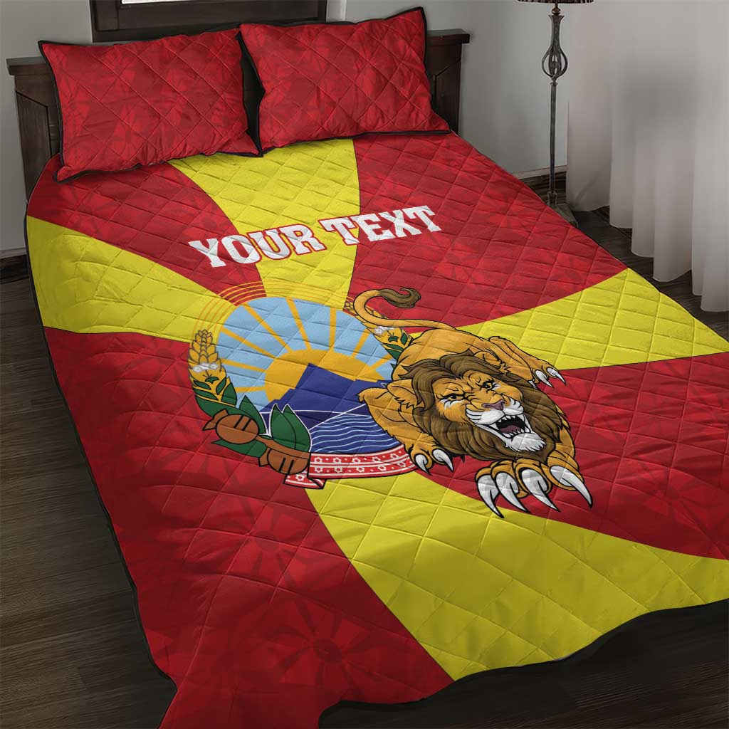 Personalized North Macedonia Quilt Bed Set Lion With National emblem