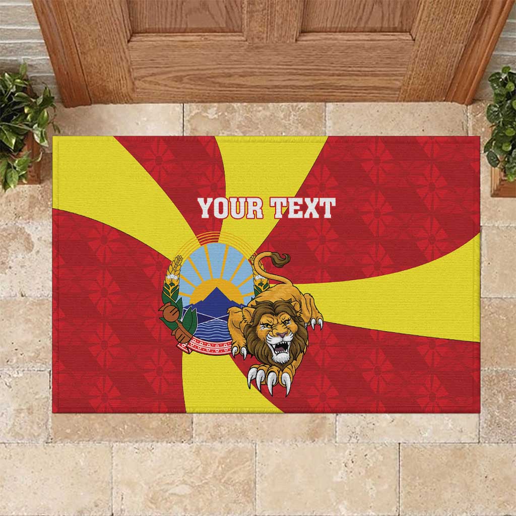 Personalized North Macedonia Rubber Doormat Lion With National emblem