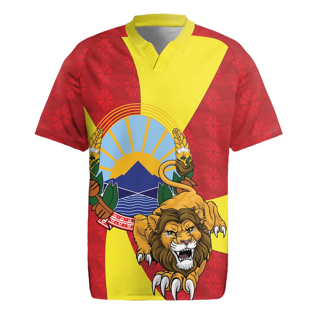 Personalized North Macedonia Rugby Jersey Lion With National emblem