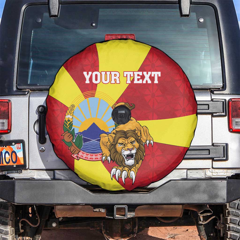 Personalized North Macedonia Spare Tire Cover Lion With National emblem