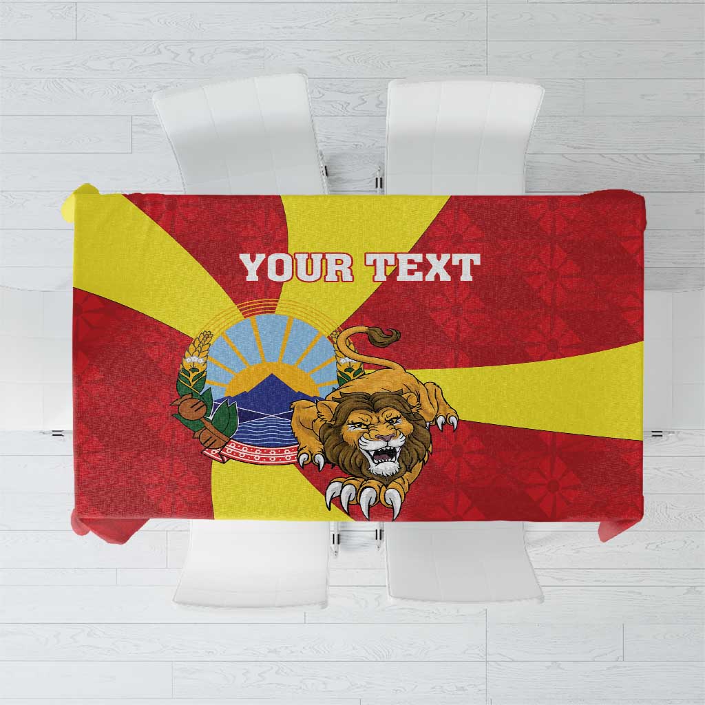 Personalized North Macedonia Tablecloth Lion With National emblem