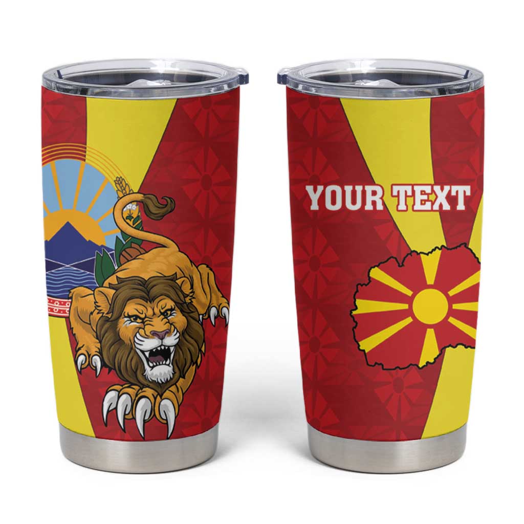 Personalized North Macedonia Tumbler Cup Lion With National emblem