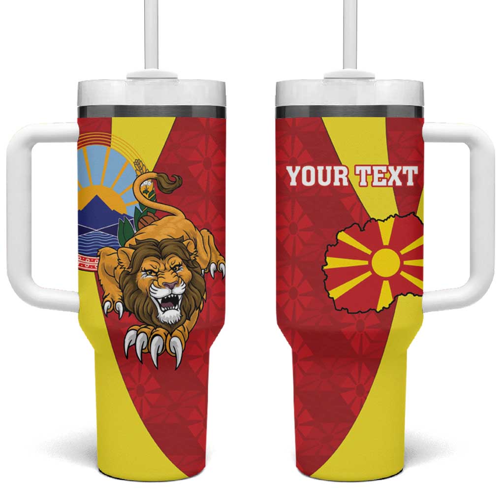 Personalized North Macedonia Tumbler With Handle Lion With National emblem