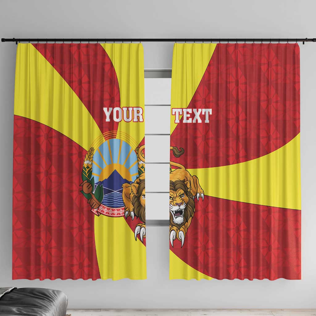 Personalized North Macedonia Window Curtain Lion With National emblem