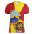 Personalized North Macedonia Women V-Neck T-Shirt Lion With National emblem