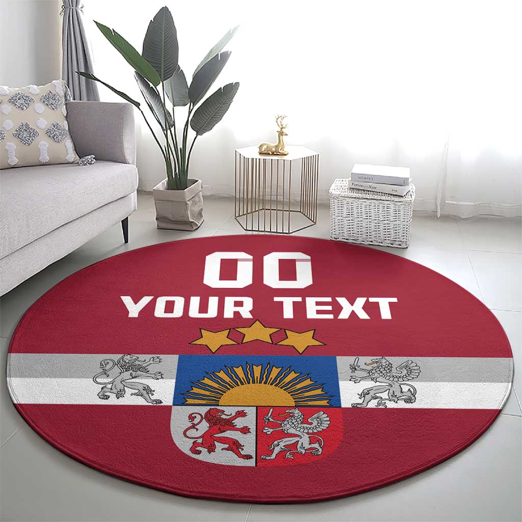 Custom Latvia Hockey Round Carpet Latvijas Go Champions