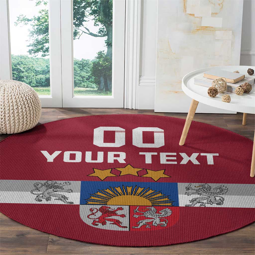 Custom Latvia Hockey Round Carpet Latvijas Go Champions