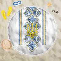 Vyshyvanka Day Beach Blanket Ukrainian Folk Traditions Pattern White Version