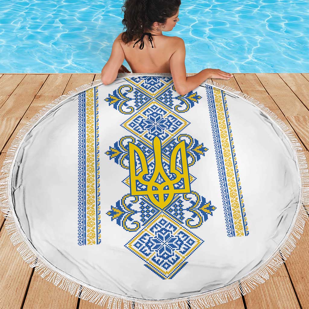 Vyshyvanka Day Beach Blanket Ukrainian Folk Traditions Pattern White Version