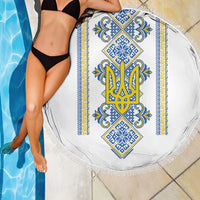 Vyshyvanka Day Beach Blanket Ukrainian Folk Traditions Pattern White Version